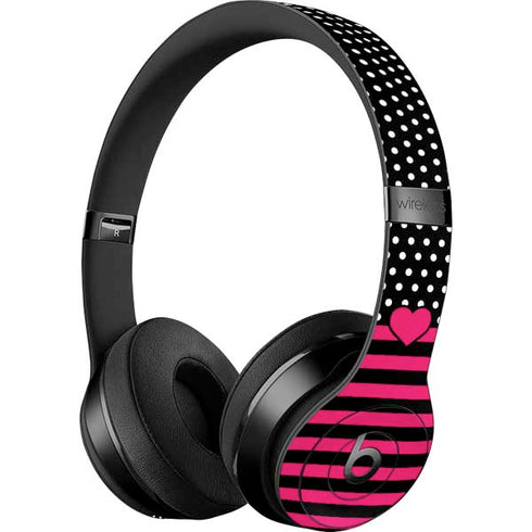Polka Dots and Stripes Heart in Pink Beats Solo 3 Wireless Skin